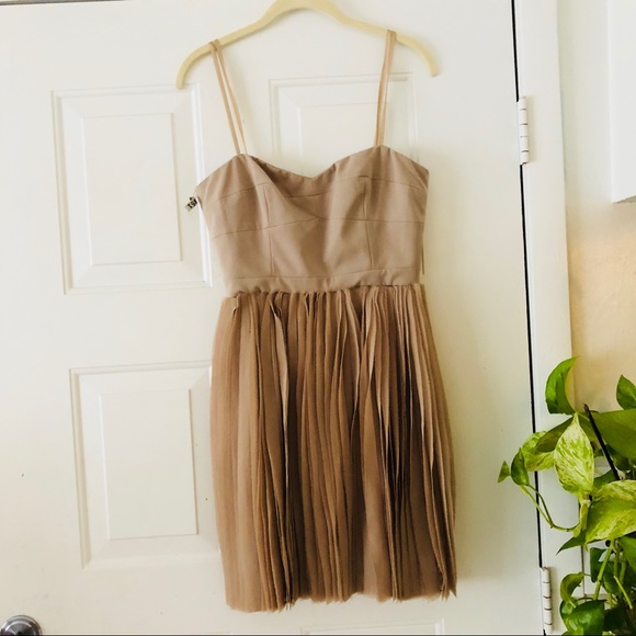 BCBGMaxAzria Dresses & Skirts - BCBGMaxAzria Tan mini corset asymmetrical dress